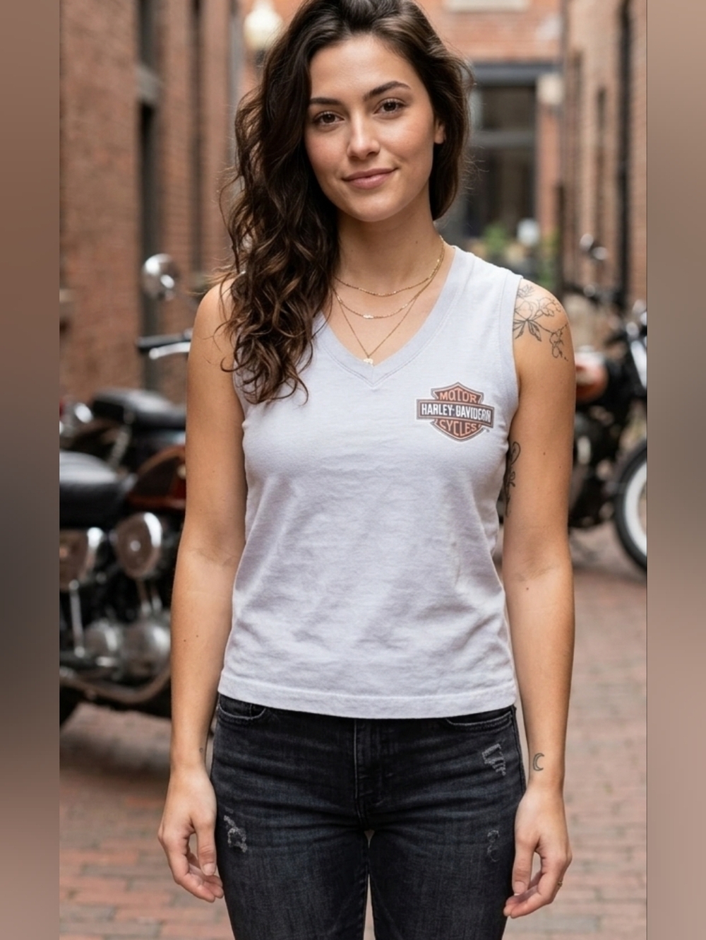 5 For $25✨️Harley Davidson Womens Medium Grey Tank Muscle Shirt Motorcycle Top